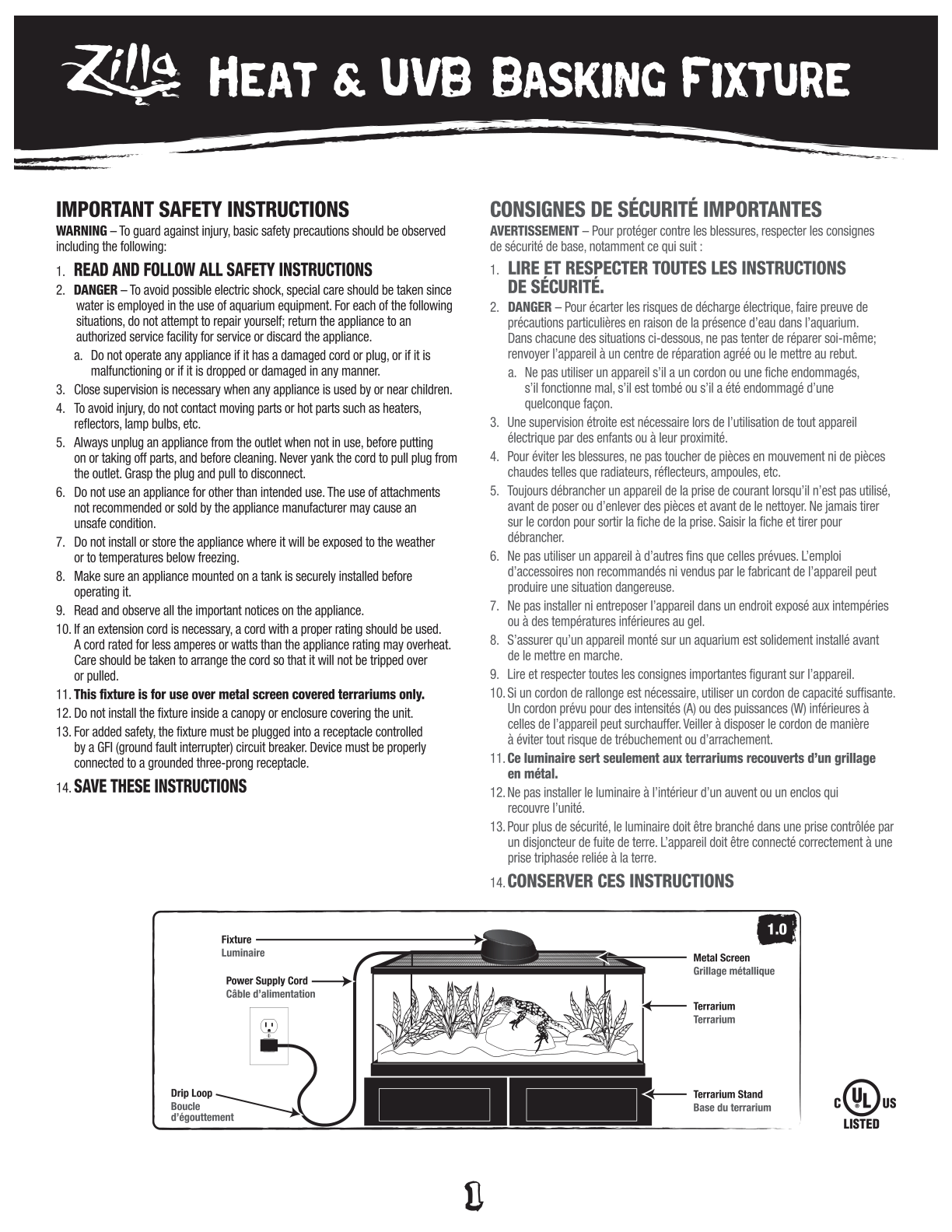 View the Heat & UVB Basking Fixture Instruction PDF Heat & UVB Basking Fixture Instructions