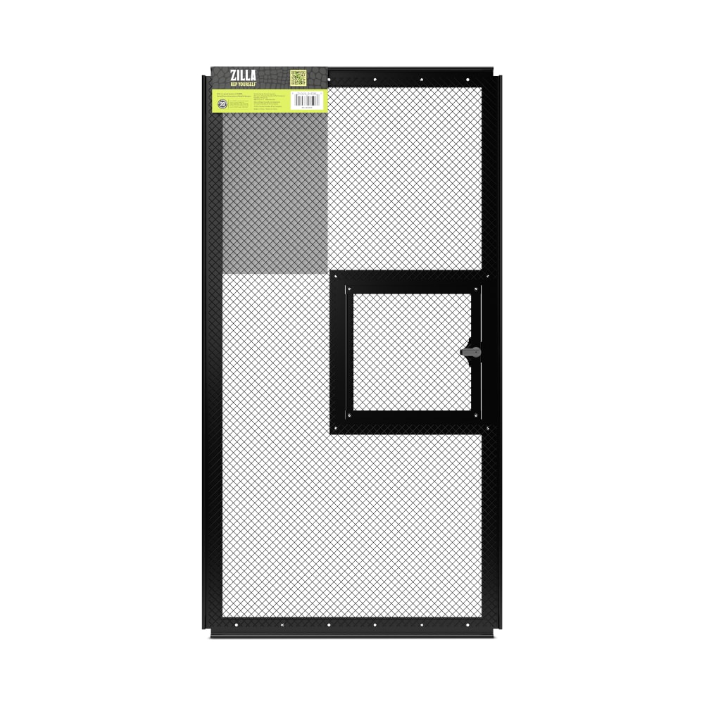 Back of packaging for zilla fresh air screen cover with hinged door