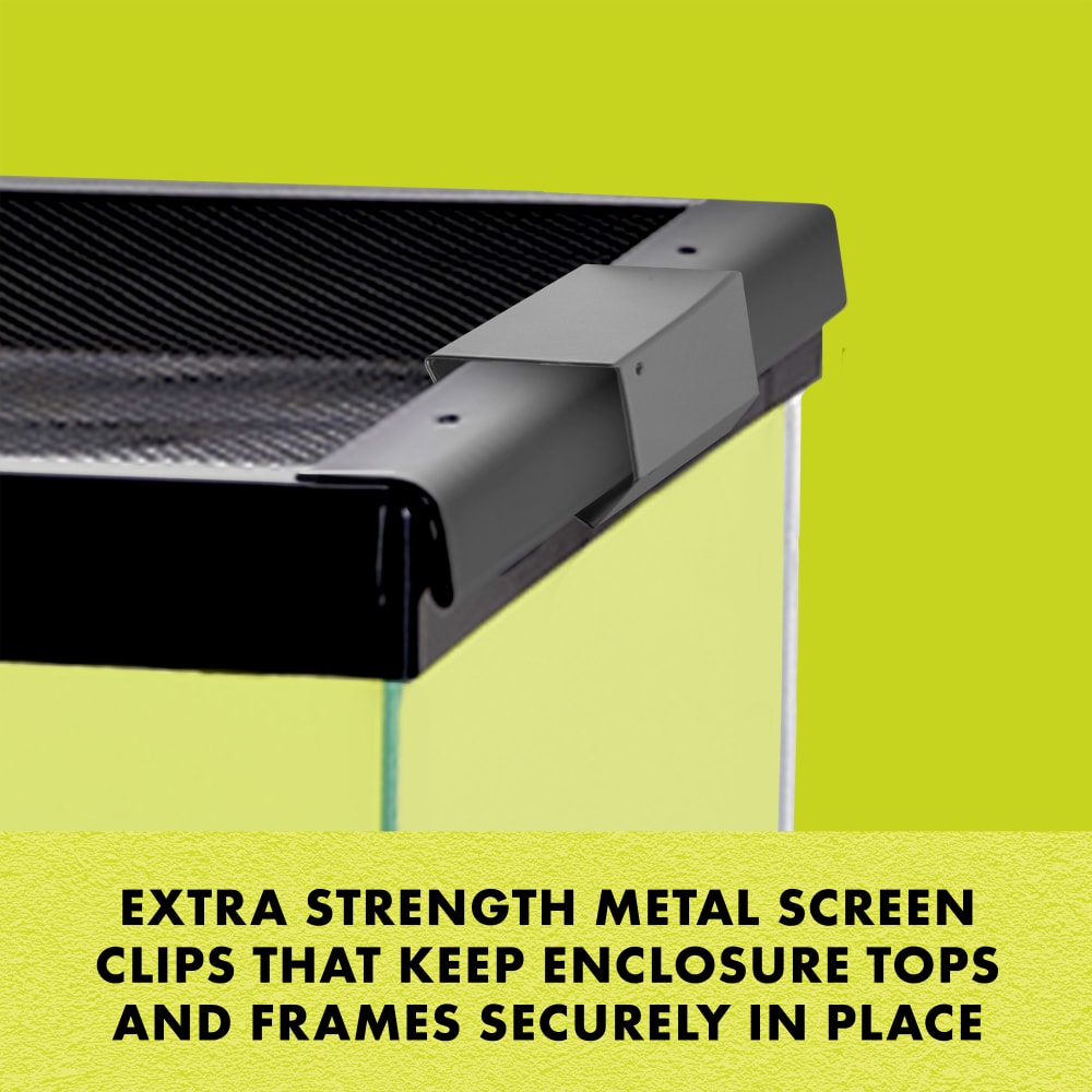 Extra strength metal screen clips that keep enclosure tops and frames securely in place