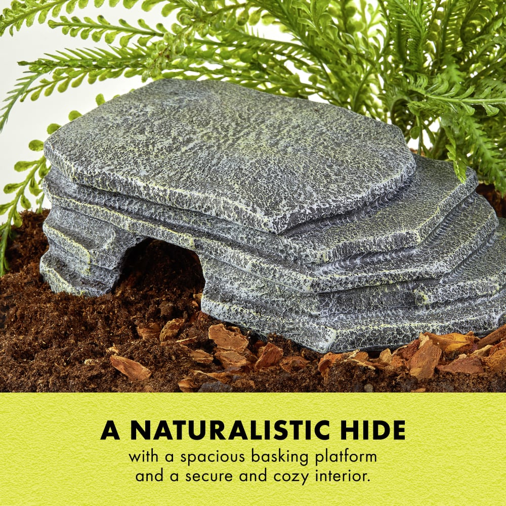 A naturalistic hide with a spacious basking platform