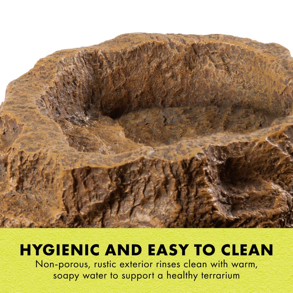 Non-porous, rustic exterior rinses clean with warm soapy water