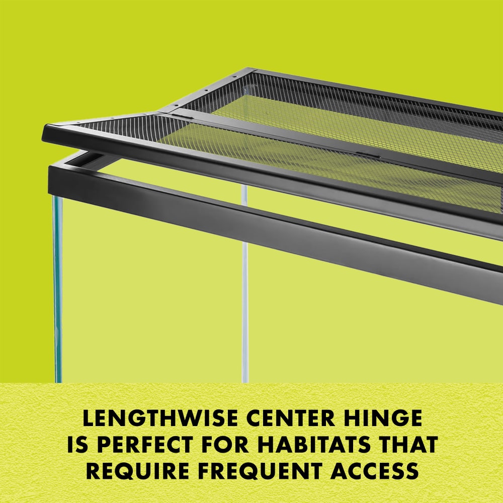 Lengthwise center hinge is perfect for habitats that require frequent access
