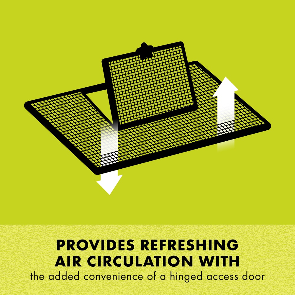 Provides refreshing air circulation with the added convenience of a hinged access door
