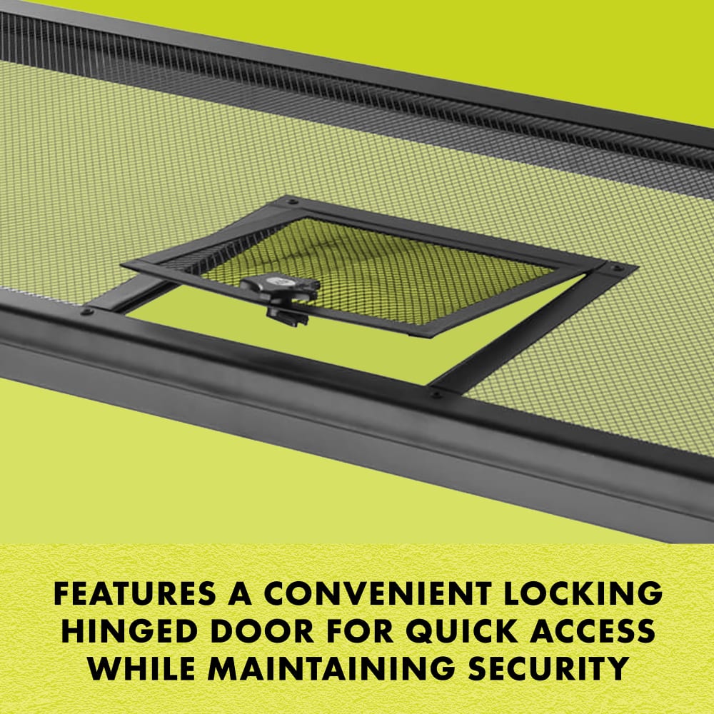 Features a convenient locking hinged door for quick access while maintaining security