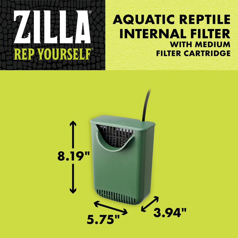 Size dimensions of medium aquatic reptile internal filter