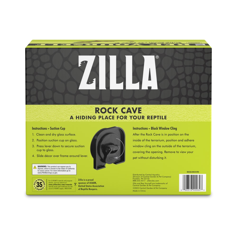 back of Retail package for Zilla Rock cave