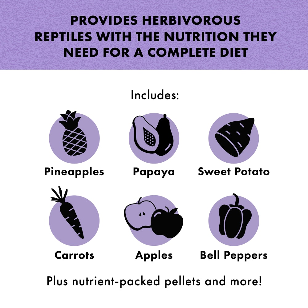 Made with pineapples, papaya, sweet potato, carrots, apples, bell peppers, pellets and more