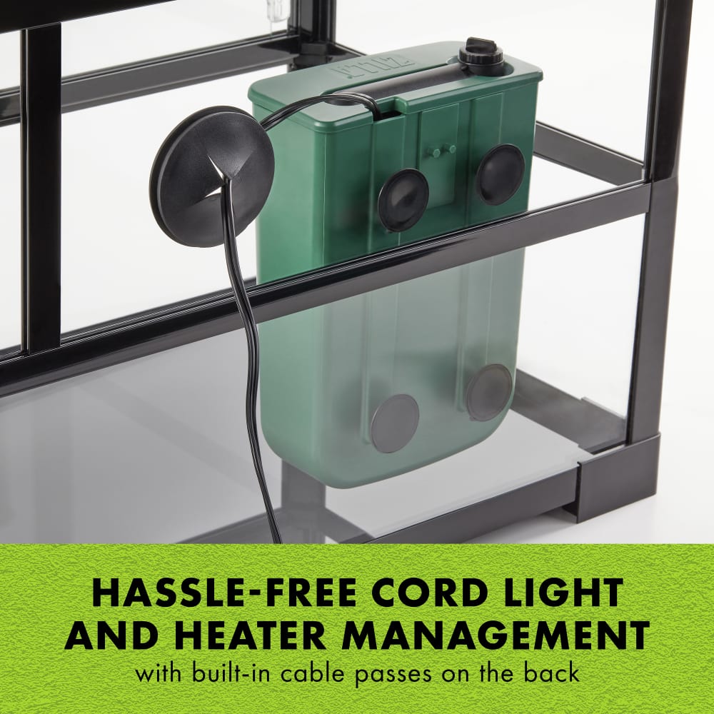 Hassle-free cord light and heater management with built-in cable passes on the back