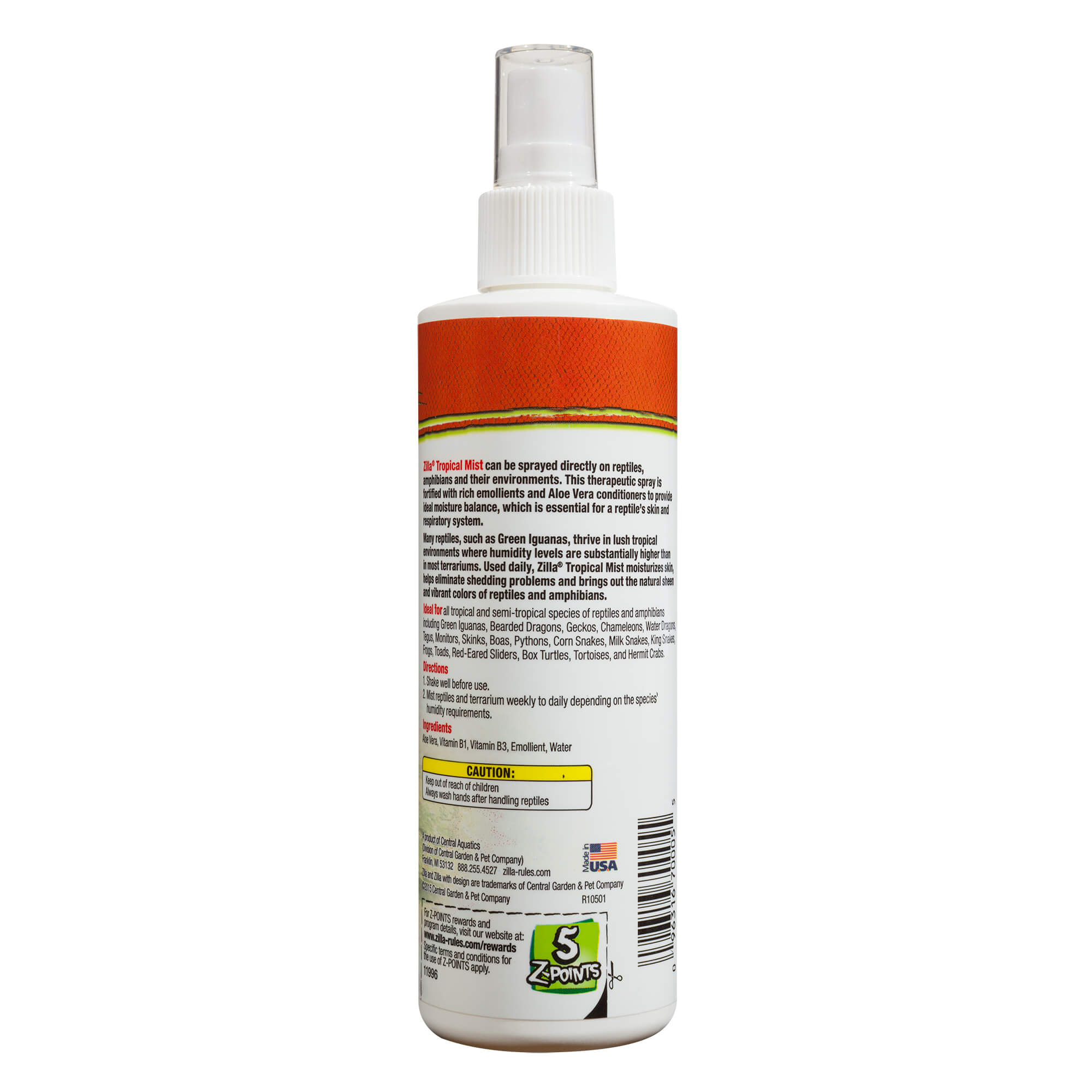 Zilla Tropical Humidifying Spray Mist Ingedients